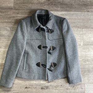 ZARA Basic Outerwear Grey Hooded Peacoat.  Size large